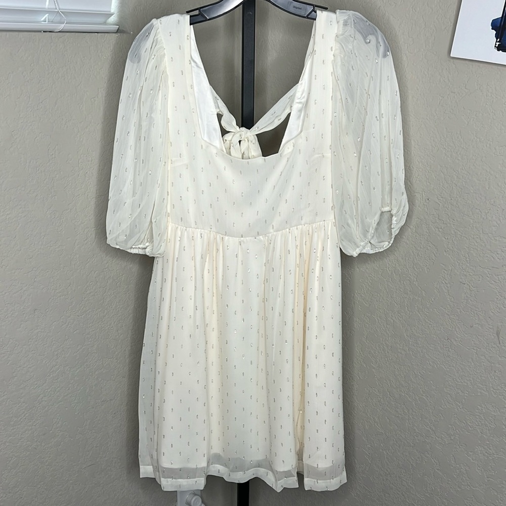 564 - ModCloth NWT Sheer Off White Mini Dress Size Medium.